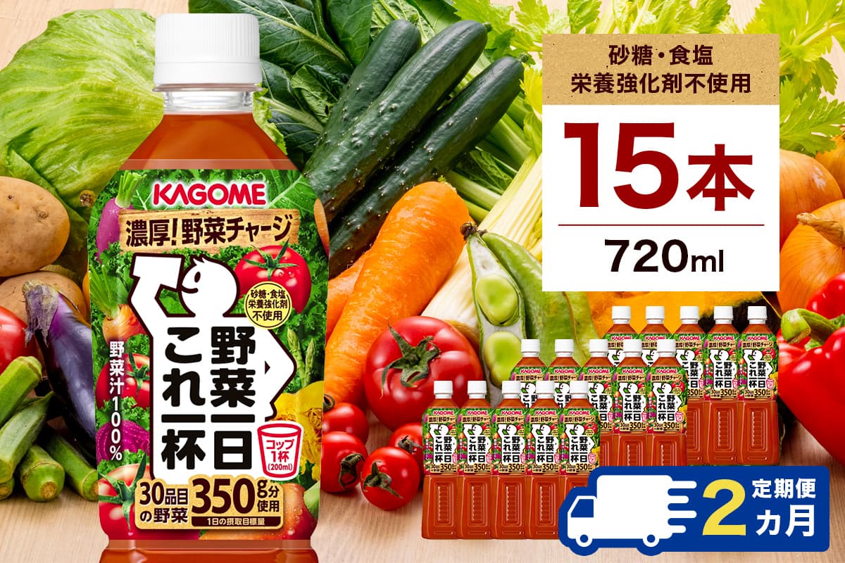 【定期便2ヵ月】カゴメ 野菜一日これ一杯 720ml 15本 ns111-036 【KAGOME ジュース 野菜 飲料 トマト リコピン 健康 】(管理コード:ns111-036)