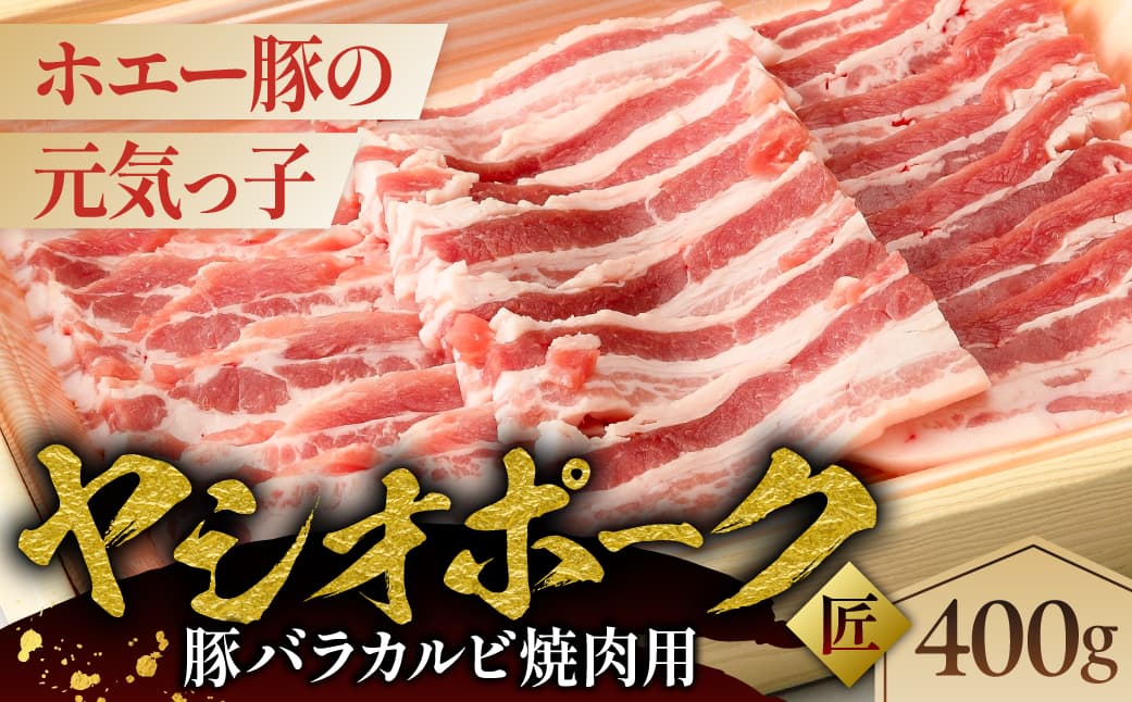 ヤシオポーク匠豚バラカルビ焼き肉用400g ns145-006 【肉 豚肉 ロース 焼肉 国産 BBQ】 (管理コード:ns145-006)