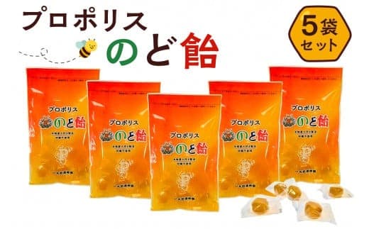 プロポリスのど飴 5袋【 栃木県 那須塩原市 】 ns008-015 (管理コード:ns008-015)