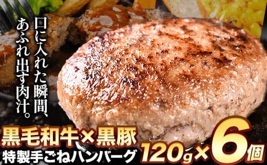 黒毛和牛×黒豚使用!九州うまれの特製手ごねハンバーグ 120g×6個 計720g《30日以内に出荷予定(土日祝除く)》生ハンバーグ 一つずつ個包装 MK エム・ケイ食品---skr_fmkham_30d_22_13200_6p--- (管理コード:skr_fmkham_30d_22_13200_6p)