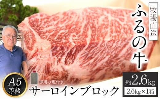 ふるの牛(黒毛和牛)特選サーロインブロック 2.6kg ゲランド塩付き A5 《30日以内に出荷予定(土日祝除く)》---skr_ffrnsirl_30d_22_200000_2600g--- (管理コード:skr_ffrnsirl_30d_22_200000_2600g)