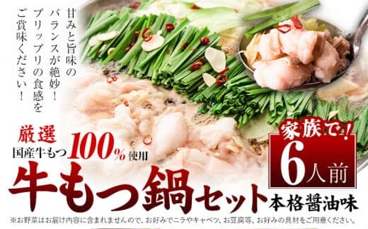 もつ鍋 福岡 もつ鍋 鍋 国産牛小腸100%使用 牛もつ鍋セット 6人前 本格醤油味《30営業日以内に出荷(土日祝除く)》牛もつ ちゃんぽん麺 唐辛子 ニンニク セット 博多 国産 ヤマタカ醤油 鞍手町---kr_fkmtnb_30d_25_8500_6i--- (管理コード:kr_fkmtnb_30d_25_8500_6i)