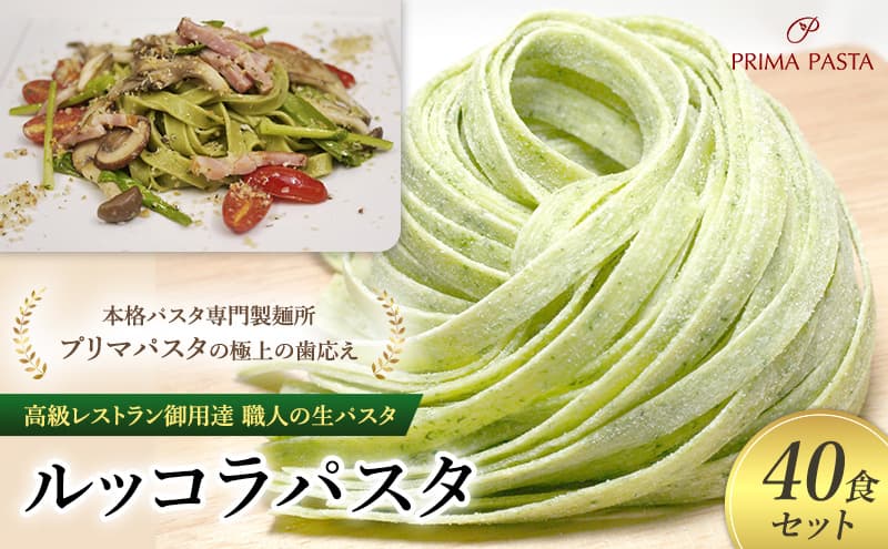 パスタ 高級レストラン御用達 職人の生パスタ「ルッコラパスタ 40食セット」 ~本格パスタ専門製麺所「プリマパスタ」の極上の歯応え~【1233-40】