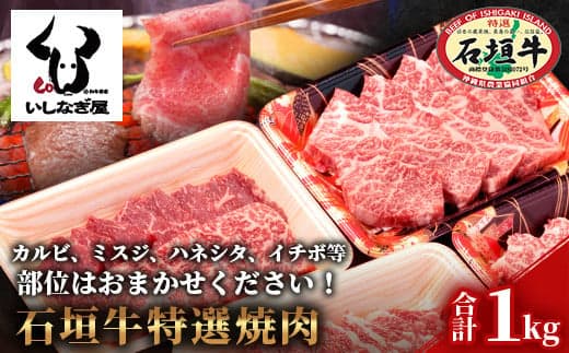 石垣牛特選焼肉1kg(いしなぎ屋)【 特選肉 肉 高級 黒毛和牛 和牛 牛 】AB-17 (管理コード:AB-17)