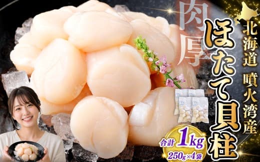 【 14営業日以内発送 】 北海道産 ホタテ 貝柱 1kg ( 250g × 4パック ) 魚介類 海鮮 海産物 生食用 肉厚 お刺身 海鮮丼 バター醤油焼き フライ 国産 鮮度抜群 おつまみ おかず 晩酌 酒の肴 冷凍