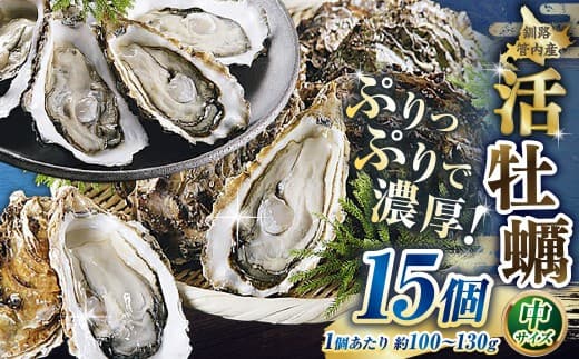 【 ぷりっぷりで濃厚! 】 釧路管内産 【 活 】 牡蠣 ( 中 ) 15個 ( 1個あたり約100~130g ) カキ かき 生牡蠣 焼き牡蠣 殻付き 生食 魚介 魚介類 海鮮 海のミルク お鍋 国産 北海道産 冷蔵
