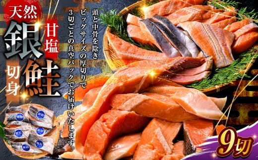 【 7日程度で発送 】 厚切り 天然甘塩銀鮭 切身 3切れ × 3パック 計9切れ 鮭 魚 魚類 魚介 魚介類 海鮮 BIGサイズ 真空パック おかず お惣菜 おつまみ 酒の肴 朝食 お弁当 冷凍