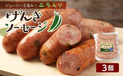 ジューシーな旨み!にら入りげんきソーセージ3個セット<スリーエス>