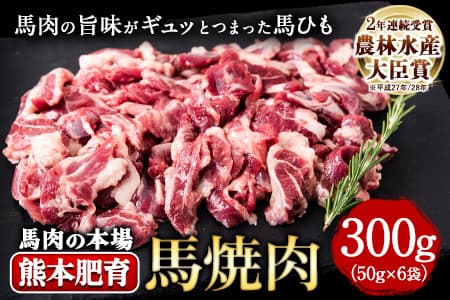 馬ひも 焼肉用300g(50g×6袋) 《90日以内に出荷予定(土日祝除く)》 肉 馬ひも 馬肉 熊本県長洲町---ng_fkgbahimoyk_90d_23_12000_300g---
