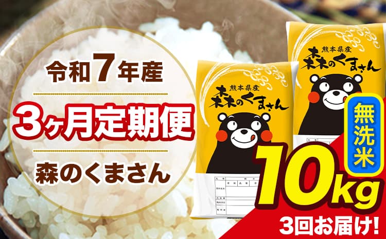 令和7年産 森のくまさん 無洗米 10kg 5kg×2袋 計3回お届け 《お申込み翌月から出荷》 お米 こめ 熊本県産 ご飯 備蓄---mk7tei_58500_10kg_mo3_ng_m---