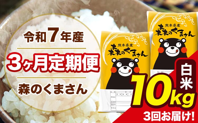令和7年産 森のくまさん 白米 10kg 5kg×2袋 計3回お届け 《お申込み翌月から出荷》 お米 こめ 熊本県産 ご飯 備蓄---mk7tei_58500_10kg_mo3_ng_h---