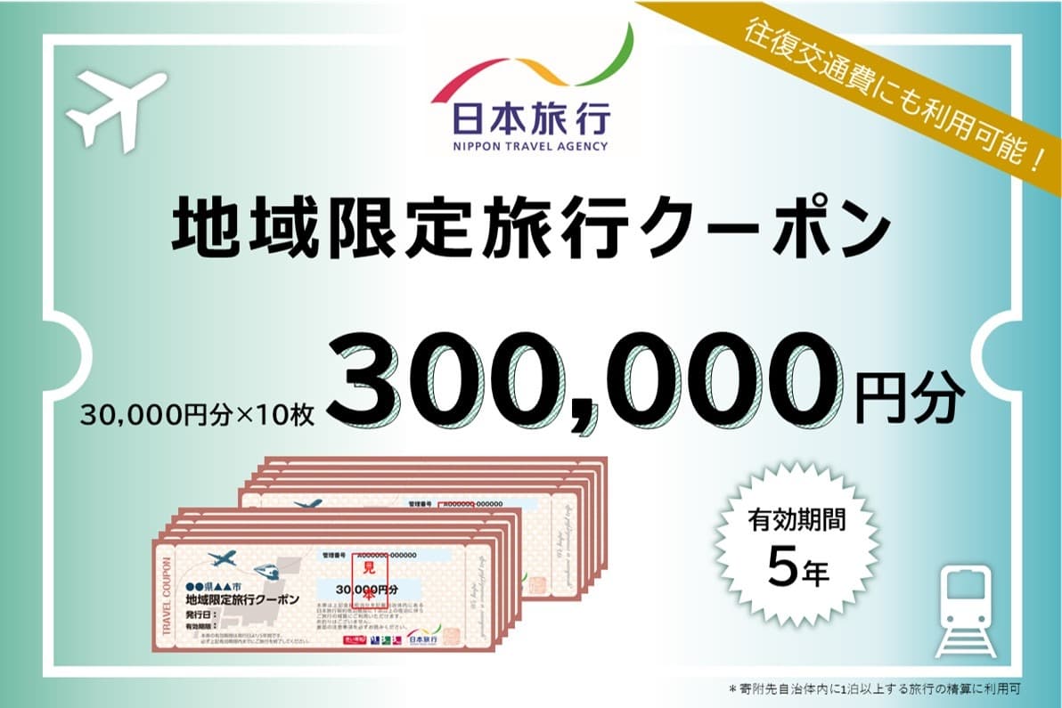 北海道小樽市 日本旅行 地域限定旅行クーポン 300,000円分 チケット クーポン 旅行券 宿泊券 券 旅行 宿泊 観光 交通費 クーポン券 1泊