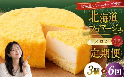 【6回定期便】 北海道フロマージュ (メロン) 約1.05kg (約350g×3個) (計約6.3kg) フロマージュ クリームチーズ ケーキ 洋菓子 菓子 お菓子 定期便 北海道 小樽市 冷凍