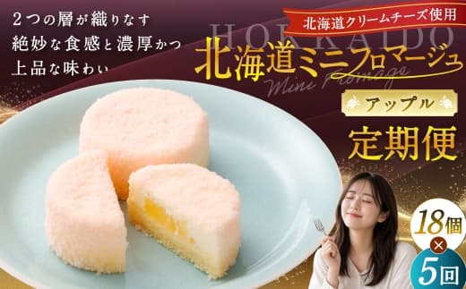【5回定期便】 北海道ミニフロマージュ (アップル) 約900g×5回 合計約4.5kg ミニフロマージュ フロマージュ チーズケーキ ケーキ スイーツ 洋菓子 冷凍 北海道 小樽市