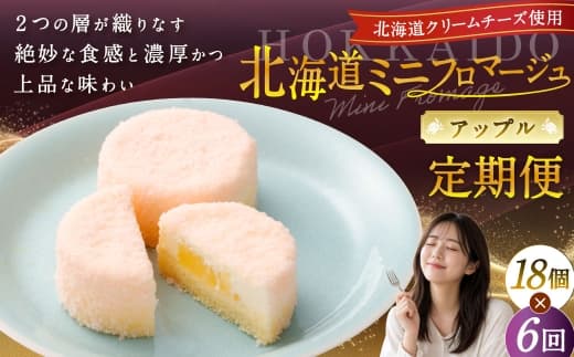 【6回定期便】 北海道ミニフロマージュ (アップル) 約900g×6回 合計約5.4kg ミニフロマージュ フロマージュ チーズケーキ ケーキ スイーツ 洋菓子 冷凍 北海道 小樽市