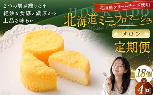 【4回定期便】 北海道ミニフロマージュ (メロン) 約900g×4回 合計約3.6kg ミニフロマージュ フロマージュ チーズケーキ ケーキ スイーツ 洋菓子 冷凍 北海道 小樽市