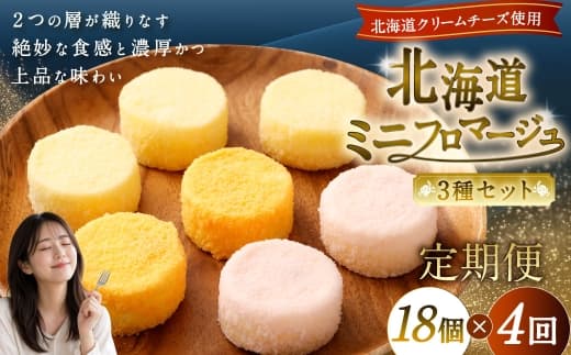 【4回定期便】 北海道ミニフロマージュ 3種 セット (プレーン ・ アップル ・ メロン) 約900g×4回 合計約3.6kg ミニフロマージュ フロマージュ チーズケーキ ケーキ スイーツ 洋菓子 冷凍 北海道 小樽市