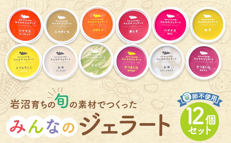 アイス みんなのジェラート 12個 詰め合わせ セット 岩沼みんなの家 ジェラート お米 ずんだ さつまいも とうもろこし かぼちゃ 食べ比べ アイスクリーム 氷菓 スイーツ デザート おやつ ヘルシー 東北 震災 支援 冷凍 冷凍配送 宮城 宮城県 岩沼市