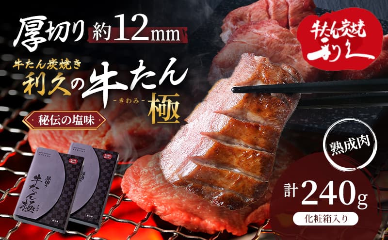 【特別寄附額】 牛タン 極 240g (120g×2個) セット 利久 牛たん 熟成肉 タン塩 厚切り牛タン 牛 牛肉 肉 お肉 タン タン中 タン元 厚切り 焼肉 焼き肉 惣菜 おかず ごはんのお供 ギフト プレゼント お中元 お土産 冷凍 冷凍配送 宮城 宮城県 岩沼市