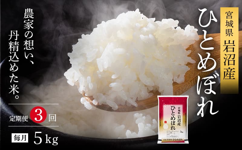 【令和7年産新米/3ヶ月連続定期便】ひとめぼれ 5kg×3回 米 岩沼産 お米 白米 精米 ブランド米 単一原料米 5キロ こめ コメ おこめ ご飯 ライス 東北 宮城県産 宮城県産ひとめぼれ 宮城米 宮城