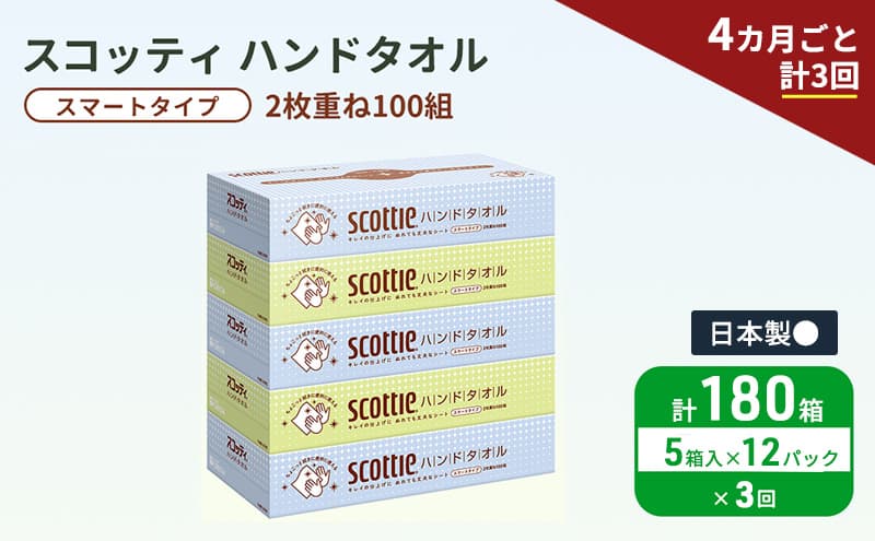 定期便 ペーパータオル スコッティ キレイの仕上げ 5箱 × 12パック《 4ヶ月ごと計3回 》ペーパータオルセット