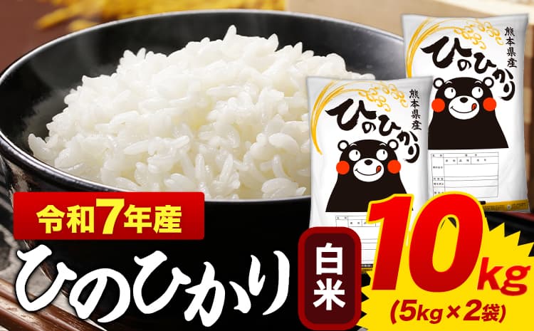 令和7年産 ひのひかり 白米 10kg 《1-5日以内に出荷予定(土日祝除く)》 5kg×2袋 熊本県産 米 精米 ひの 御船町---mifune_lcl_1213_10kg--- (管理コード:mifune_lcl_1213_10kg)