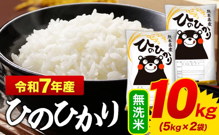 令和7年産 ひのひかり 無洗米 10kg 《1-5日以内に出荷予定(土日祝除く)》 5kg×2袋 熊本県産 米 精米 ひの 御船町---mifune_lcl_1214_10kg--- (管理コード:mifune_lcl_1214_10kg)