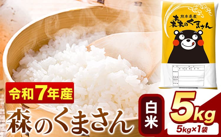 令和7年産 森のくまさん 5kg × 1袋 白米 熊本県産 単一原料米 森くま《1-5日以内に出荷予定(土日祝除く)》送料無料---mifune_lcl_1235_5kg--- (管理コード:mifune_lcl_1235_5kg)