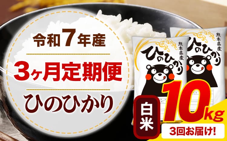 【3ヶ月定期便】 令和7年産 ひのひかり 10kg 白米 《お申込み翌月から出荷》 熊本県産 ひの 米 こめ ふるさとのうぜい ヒノヒカリ コメ 熊本米 定期便---mifune_lcl_1219_mo3_---
