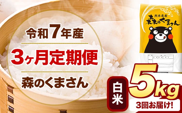【3ヶ月定期便】令和7年産 白米 森のくまさん 5kg 5kg×1袋 《お申込み翌月から出荷》熊本県産 白米 精米 米 こめ コメ お米 kome ---mifune_lcl_1241_mo3_---