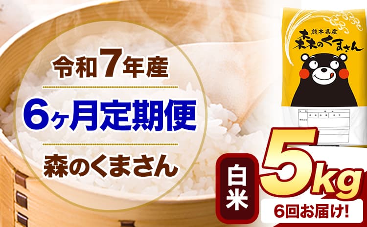 【6ヶ月定期便】令和7年産 森のくまさん 白米 5kg 《お申込み翌月から出荷》 熊本県産 白米 ひの 米 こめ ヒノヒカリ コメ 熊本米 定期便---mifune_lcl_1247_mo6_---