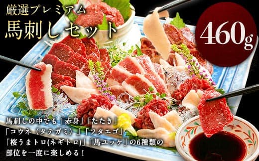 厳選プレミアム 馬刺し セット 460g 熊本 千興ファーム 馬肉 《60日以内に出荷予定(土日祝除く)》 冷凍 配送 新鮮 さばきたて 真空パック SQF ミシュラン 生食用 肉 菅乃屋 熊本県御船町 数量限定---sm_fsenprejb_60d_23_22500_460g--- (管理コード:sm_fsenprejb_60d_23_22500_460g)