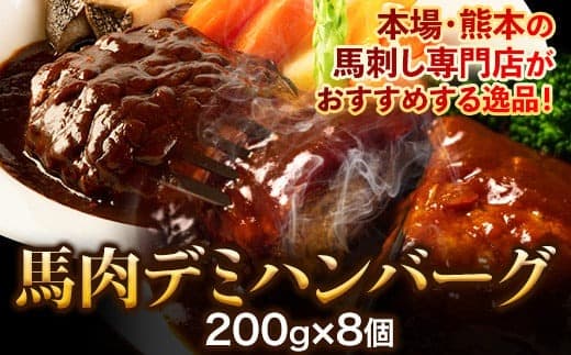 馬肉デミハンバーグ 200g×8個 計1.6kg 千興ファーム 馬肉 冷凍 《60日以内に出荷予定(土日祝除く)(土日祝除く)》ジューシー デミグラスソース 肉 熊本県御船町 馬肉 惣菜 お弁当---mifune_snk_24_8s--- (管理コード:mifune_snk_24_8s)