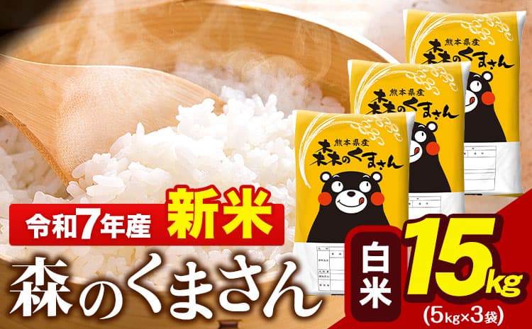 新米 令和7年産  森のくまさん 15kg 5kg × 3袋  白米 熊本県産 単一原料米 森くま《10月中旬-12月末頃出荷》 送料無料---gkt_mk7_bc1012_34500_15kg_h--- (管理コード:gkt_mk7_bc1012_34500_15kg_h)