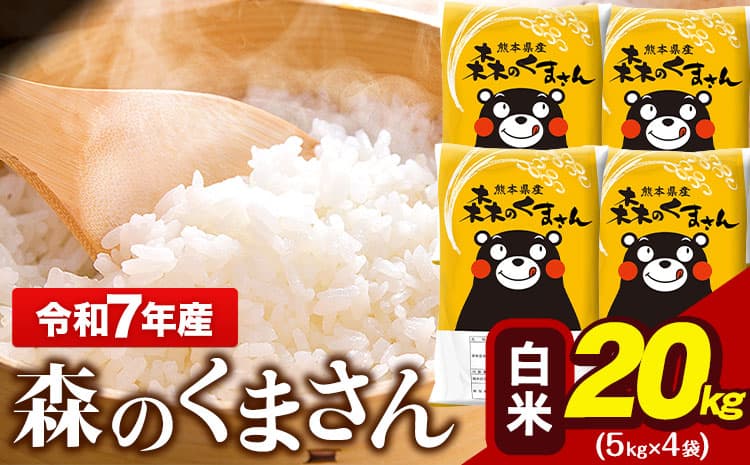 令和7年産 森のくまさん 20kg 5kg × 4袋 白米 熊本県産 単一原料米 森くま《7-14日以内に出荷(土日祝を除く)》 送料無料---gkt_lcl_717_20kg---