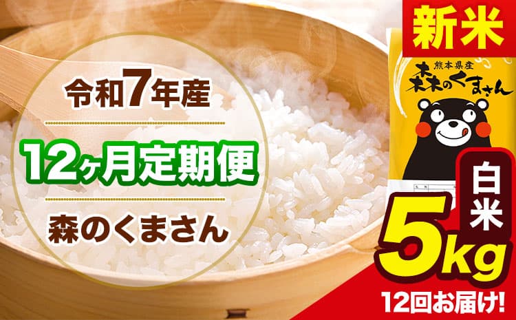 【12ヶ月定期便】新米 令和7年産 森のくまさん 白米 《11月から出荷開始》5kg(5kg×1袋) 計12回お届け 熊本県産 単一原料米 森くま 熊本県 玉東町---mk7tei_150000_5kg__nov12_gkt_h---