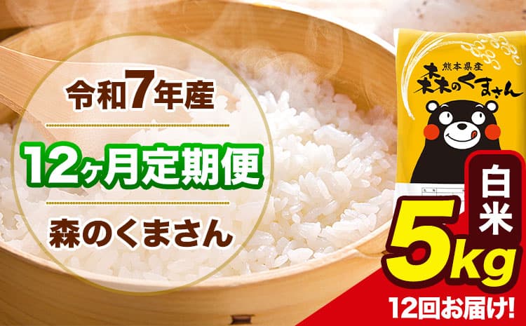 【12ヶ月定期便】令和7年産 森のくまさん 白米 《お申込み翌月から出荷》5kg(5kg×1袋) 計12回お届け 熊本県産 単一原料米 森くま 熊本県 玉東町---mk7tei_114000_5kg_mo12_gkt_h---