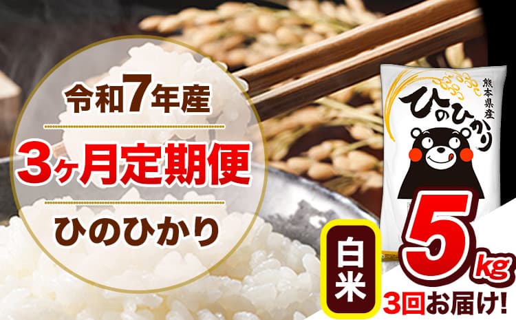 【3ヶ月定期便】令和7年産 定期便 ひのひかり白米 5kg 《お申込み翌月から出荷》熊本県産 ふるさと納税 白米 精米 ひの 米 こめ ふるさとのうぜい ヒノヒカリ コメ 熊本米 ひのもり---hn7tei_33000_5kg_mo3_gkt_h---