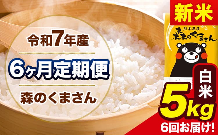 【6ヶ月定期便】 新米 令和7年産 森のくまさん白米 《11月から出荷開始》5kg(5kg×1袋) 計6回お届け 熊本県産 単一原料米 森くま 熊本県 玉東町---mk7tei_75000_5kg__nov6_gkt_h---