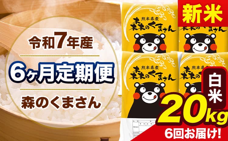 【6ヶ月定期便】新米 令和7年産 森のくまさん 白米 《11月から出荷開始》20kg(5kg×4袋) 計6回お届け 熊本県産 単一原料米 森くま 熊本県 玉東町---mk7tei_273000_20kg_nov6_gkt_h---