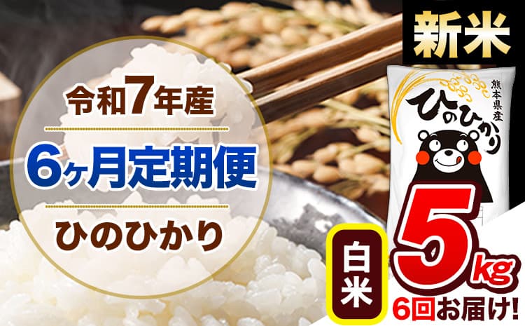 【6ヶ月定期便】新米 令和7年産 定期便 ひのひかり 白米 5kg 《11月から出荷開始》熊本県産 ふるさと納税 白米 精米 ひの 米 こめ ふるさとのうぜい ヒノヒカリ コメ 熊本米 ひのもり---hn7tei_75000_5kg__nov6_gkt_h---