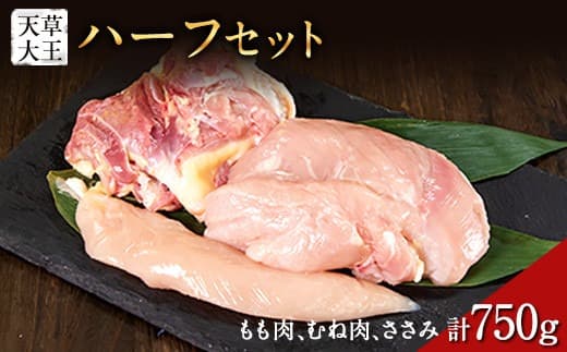 天草大王 ハーフセット 約750g【幻の地鶏】もも・むね・ささみ各1枚 熊本県産 玉東町《60日以内に出荷予定(土日祝除く)》---dg_fasohalf_60d_r7_11000_750g--- (管理コード:dg_fasohalf_60d_r7_11000_750g)