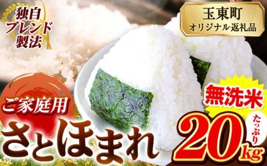 熊本県産 さとほまれ 無洗米 ご家庭用 20kg 《10月中旬-12月末頃出荷》熊本県 玉名郡 玉東町 米 こめ コメ ブレンド米 送料無料---gkt_sthml_bc1012_44000_20kg--- (管理コード:gkt_sthml_bc1012_44000_20kg)
